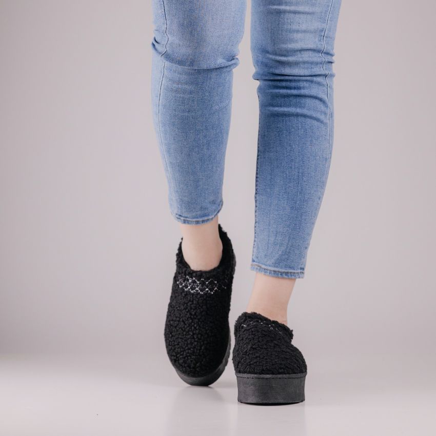 Yolera - Platform fekete női papucs