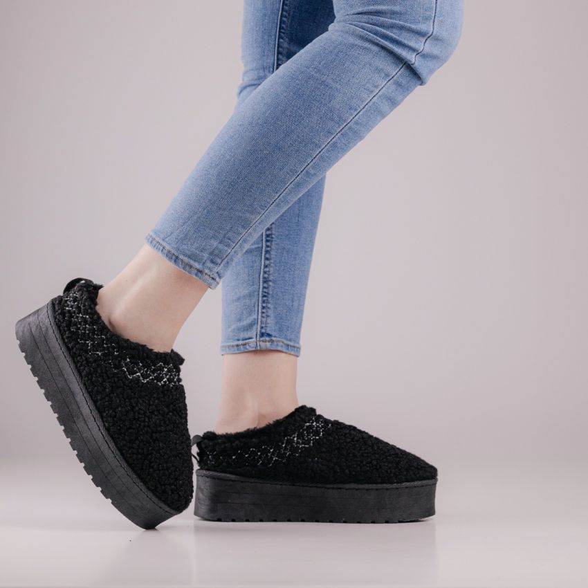 Yolera - Platform fekete női papucs