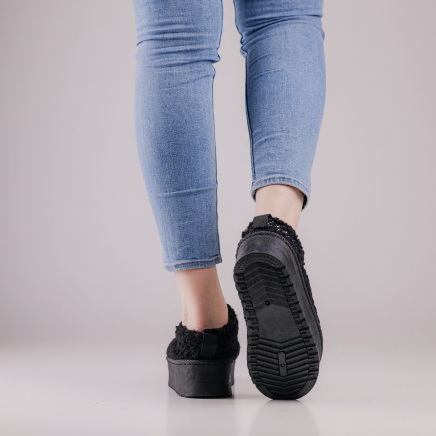 Yolera - Platform fekete női papucs
