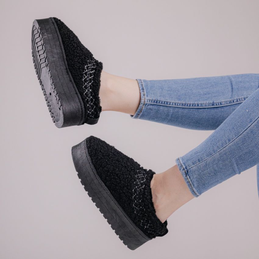 Yolera - Platform fekete női papucs