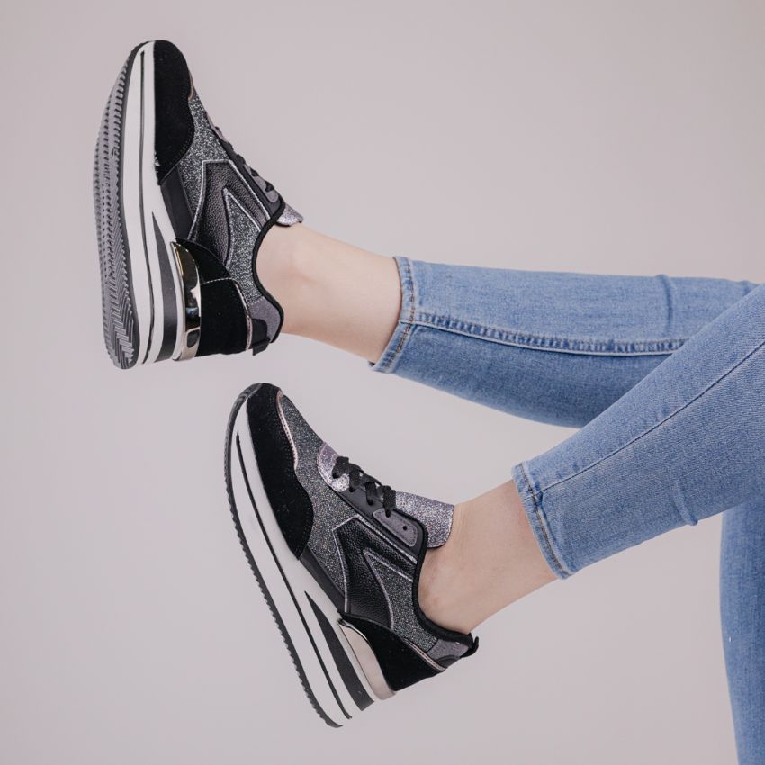 Yolera - Spark fekete női cipő