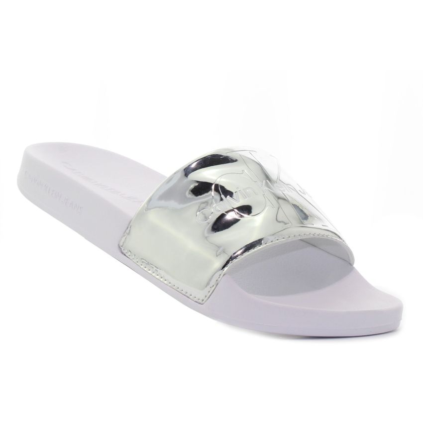Calvin Klein Slide Silver Monogram ezüst női papucs