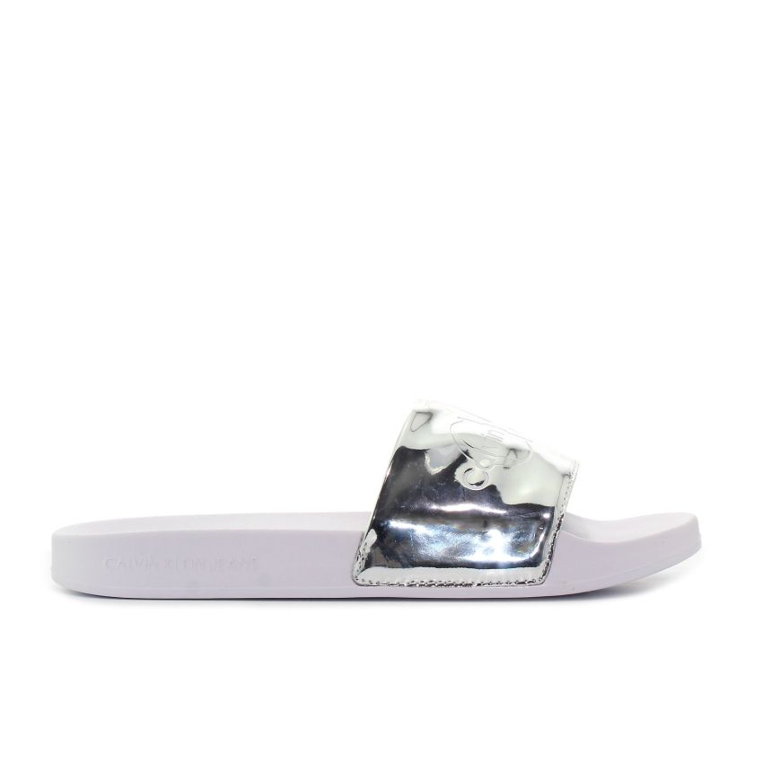 Calvin Klein Slide Silver Monogram ezüst női papucs