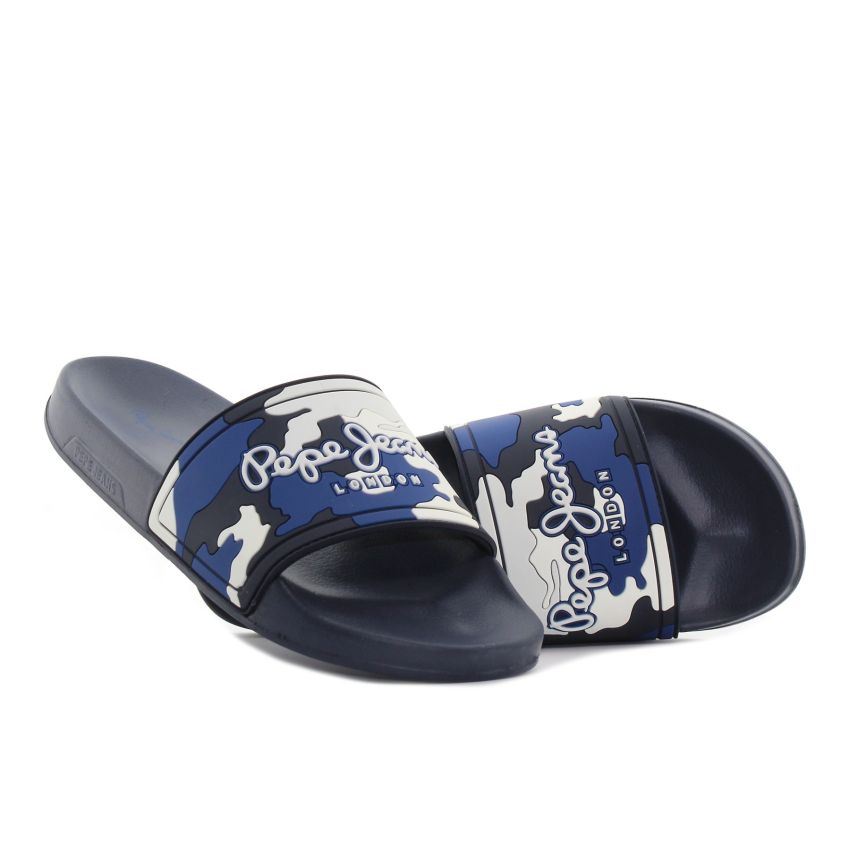 Pepe - Jeans Slider Camo sötétkék férfi papucs