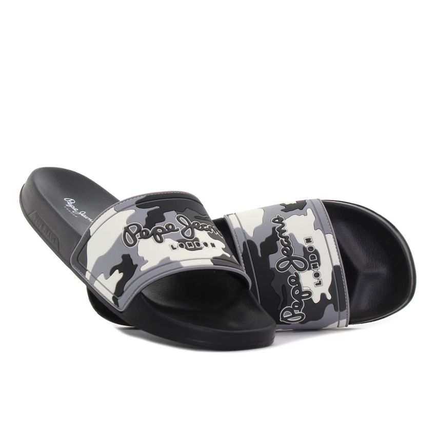 Pepe - Jeans Slider Camo fekete férfi papucs