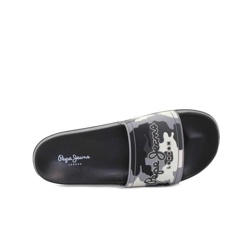 Pepe - Jeans Slider Camo fekete férfi papucs