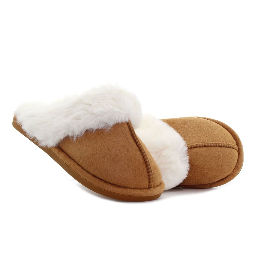 Wink - Ekli Warm barna női papucs