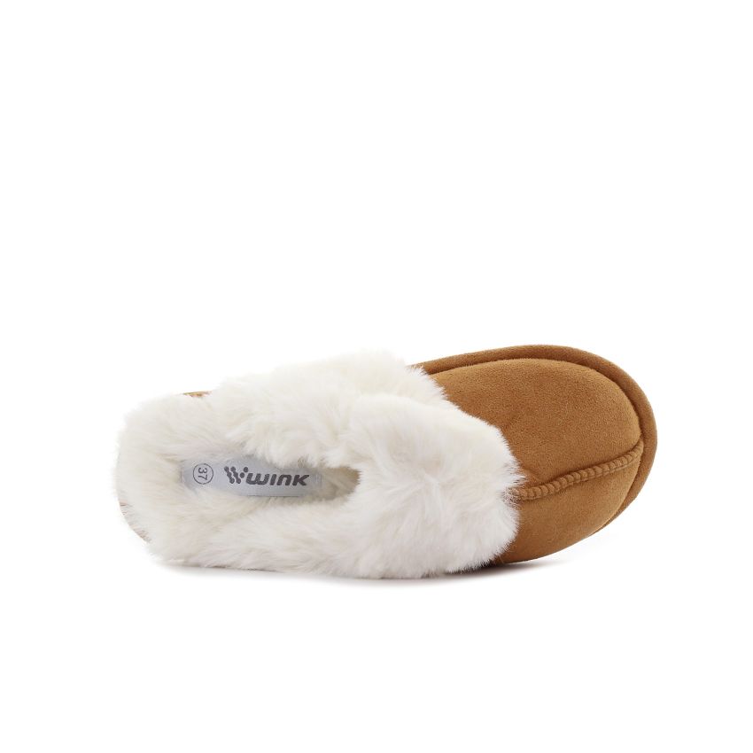 Wink - Ekli Warm barna női papucs